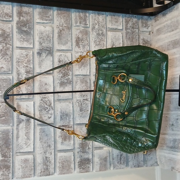 Coach "Ashley" Embossed Leather Croc Satchel - Green (H1275-F20346) - New Withou - Picture 4 of 8